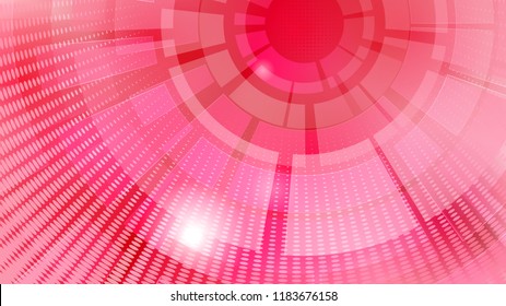 Abstract background of concentric circular elements and halftone dots in red colors