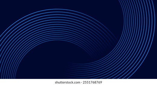 Fondo Abstractas con líneas concéntricas que forman un patrón ondulatorio sobre un fondo azul oscuro, creando una sensación de movimiento y profundidad. Ilustración vectorial