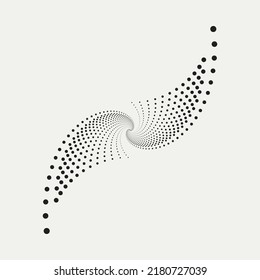 Abstract background. Concentric spiral halftone dotted shape. Geometric art. Trendy design element for border frame, logo, symbol, prints, posters, template, pattern.