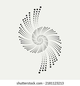 fondo abstracto. Forma de medio tono espiral concéntrica salpicada. Arte geométrico. Elemento de diseño moderno para marco de borde, logotipo, símbolo, impresiones, carteles, plantilla, patrón.