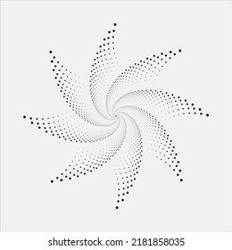 abstrakter Hintergrund. Konzentrierte Spiralspiralform mit Halbton. Geometrische Kunst. Trendy Design Element für Rahmen, Logo, Symbol, Drucke, Plakate, Vorlage, Muster.