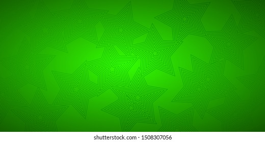 Abstract background of concentric stars in green colors