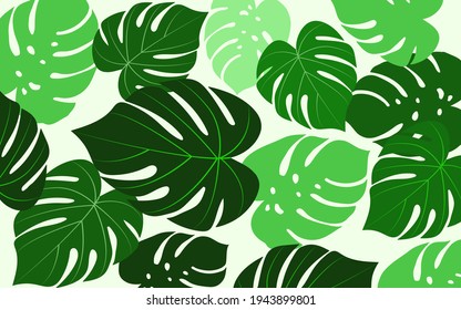 Abstract Background concept and green leaves plant simple modern design. Vector illustration. Can be used for your work.