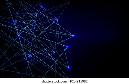 Abstract background concept linear and polygonal pattern shapes on dark blue background. Illustration Vector design digital technology. 