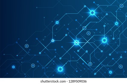 Abstract background concept linear and polygonal pattern shapes on dark blue background. Illustration Vector design digital technology.