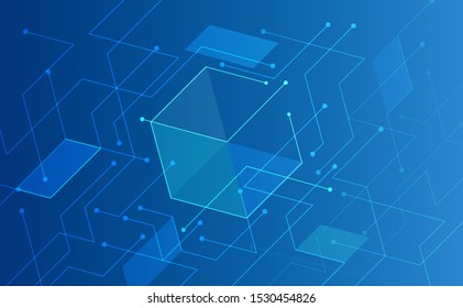 Abstract background concept linear and polygonal pattern shapes on dark blue background. Illustration Vector design digital technology.