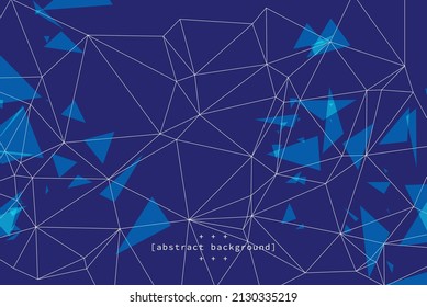abstract background connect line dot in triangle shape on blue background for data networking advertisement technology website template  vector eps.