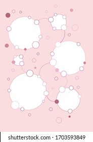 Abstract background with connected circles on pink background. Infogrtaphic teplate with empty rounded fields.