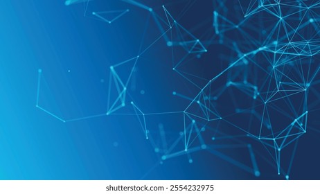 Abstract background with connected dots and lines. Digital technology background. Network connection dots and lines. Plexus effect. 3D Vector illustration.