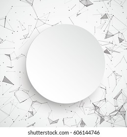 Abstract background with connected dots and paper circle. Eps 10 vector file.