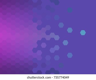 Abstract background, connected hexagon shape, purple and blue gradient tones