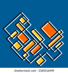 Abstract background with connected line and square pattern