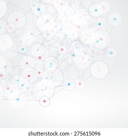 Abstract Background with Connected Lines and Circles. Vector Illustration