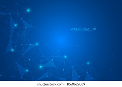 Abstract background with connected lines and dots. Geometric and polygonal communication. Connection structure. Vector illustration