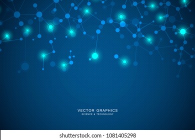 Abstract background with connected lines and dots. Geometric and polygonal communication. Connection structure. Vector illustration