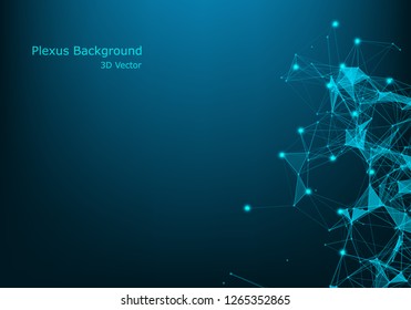 Abstract background with connected lines and dots. Geometric and polygonal communication. Connection structure. Vector illustration