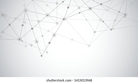 Abstract background with connecting dots and lines. Global network connection, digital technology and communication concept