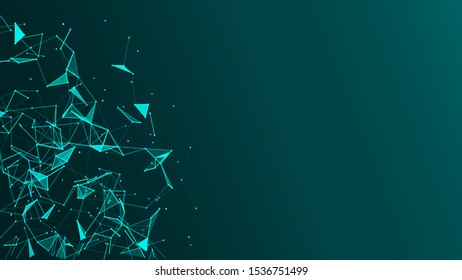 Abstract background with connecting dots and lines. Network connection structure. Plexus effect. Vector Illustration.