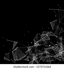 Abstract background with connecting dots and lines. Network connection structure. Plexus effect. Vector Illustration.