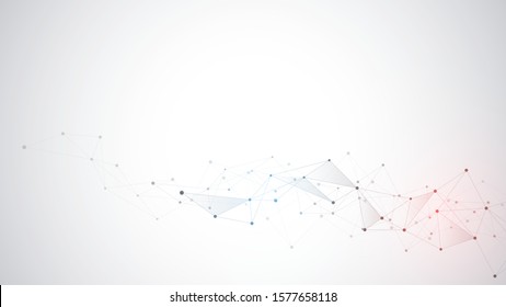 Abstract background with connecting dots and lines. Global network connection, digital technology and communication concept