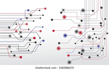 Abstract background  connecting dots and lines. Connection science background, circuit board background technology, Vector illustration design digital technology. whit gray template