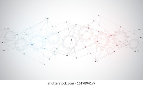 Abstract background with connecting dots and lines. Global network connection, digital technology and communication concept