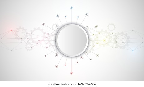 Abstract background with connecting dots and lines. Global network connection, digital technology and communication concept