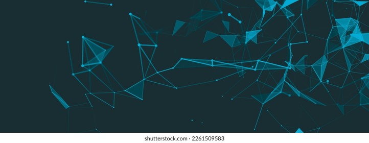 Abstract background with connecting dots and lines. Network connection structure. Plexus effect. Technology background vector. 3d rendering.
