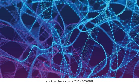 Abstract background with connecting dots and lines. Neural connections. Network connection structure. Plexus effect. 3D vector illustration