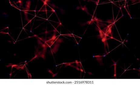 Abstract background with connecting dots and lines. Network connection structure. Data technology and scientific illustration. Plexus effect. 3D vector illustration.