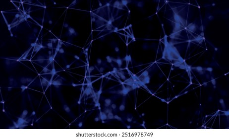 Abstract background with connecting dots and lines. Network connection structure. Plexus effect. 3d Vector illustration.