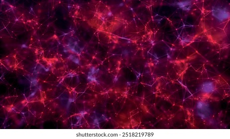 Abstract background with connecting dots and lines. Network connection structure. Plexus effect. 3d Vector illustration.