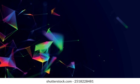 Abstract background with connecting dots and lines. Network connection structure. Plexus effect. 3d Vector illustration.
