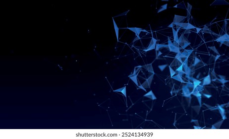 Fondo Abstractas con puntos y líneas de conexión. Estructura de conexión de red. Tecnología de datos e ilustración científica. Efecto plexo. Ilustración vectorial 3D