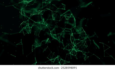 Abstract background with connecting dots and lines. Network connection structure. Plexus effect. 3d Vector illustration.