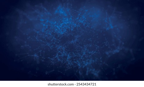 Abstract background with connecting dots and lines. Network connection structure. Plexus effect. 3d Vector illustration.
