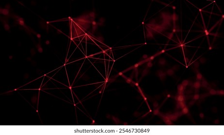 Fundo abstrato com pontos e linhas de conexão. Estrutura de conexão de rede. Efeito plexo. Ilustração do vetor 3d.