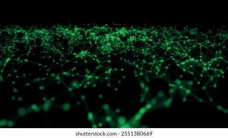 Abstract background with connecting dots and lines. Network connection structure. Plexus effect. 3d Vector illustration.