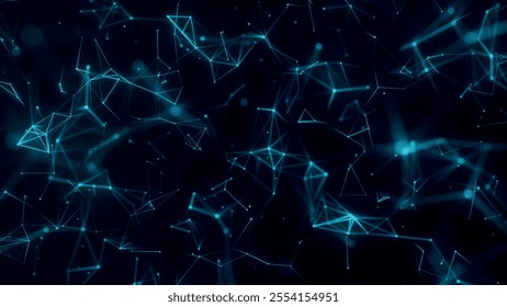 Abstract background with connecting dots and lines. Network connection structure. Plexus effect. Abstract 3d vector illustration.