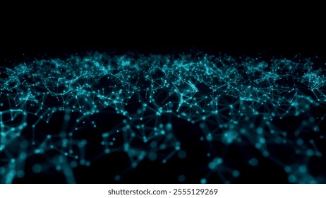 Abstract background with connecting dots and lines. Network connection structure. Plexus effect. 3d Vector illustration.