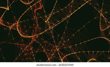 Fondo Abstractas con puntos y líneas de conexión. Conexiones neuronales. Estructura de conexión de red. Efecto Weave. Ilustración vectorial Abstractas 3D.