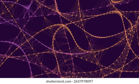 Abstract background with connecting dots and lines. Neural connections. Network connection structure. Weave effect. 3D Abstract vector illustration.