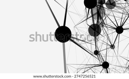 An abstract background with connecting dots and lines. The structure of a network connection. Complex digital connections appear as visualizations of data or neural impulses in motion.