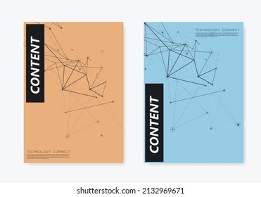 Abstract background with connecting lines and dots. Vector A4 cover templates. Presentation technology data design for brochure, flyer layout, booklet