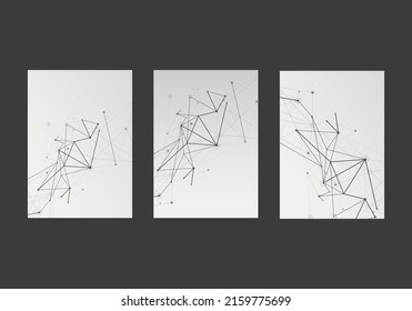 Resumen del fondo con líneas de conexión y puntos. Plantillas de portada del vector A4. Diseño de datos de tecnología de presentación para folletos, diseño de volante, folleto