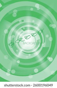 Abstract background with consentric circles, rays of light and bokeh effect in green colors