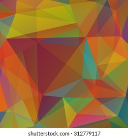 abstract background consisting of autumn-colored  triangles, vector illustration