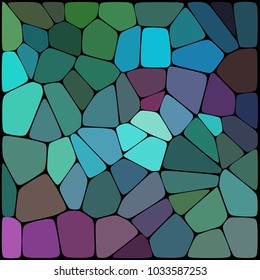 Abstract background consisting of black lines with rounded edges of different sizes and green, pink geometrical shapes. Vector illustration.