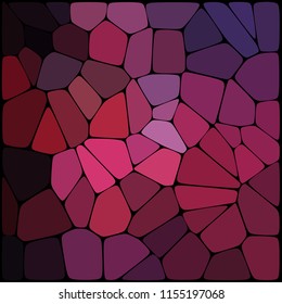 Abstract background consisting of black lines with rounded edges of different sizes and purple geometrical shapes. Vector illustration.