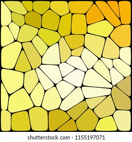 Abstract background consisting of black lines with rounded edges of different sizes and yellow ? geometrical shapes. Vector illustration.